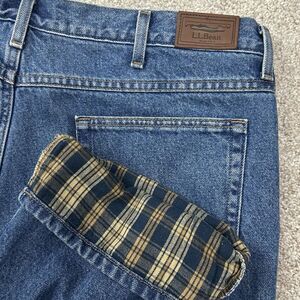 L.L BEAN Flannel Lined Blue Denim Jeans Men's Size‎ 40x30 Natural Fit READ